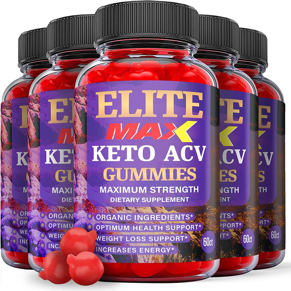 (5 Pack) Elite Max Keto ACV Gummies - Supplement for Weight Loss - Energy & Focus Boosting Dietary Supplements for Weight Management & Metabolism - Fat Burn - 300 Gummies