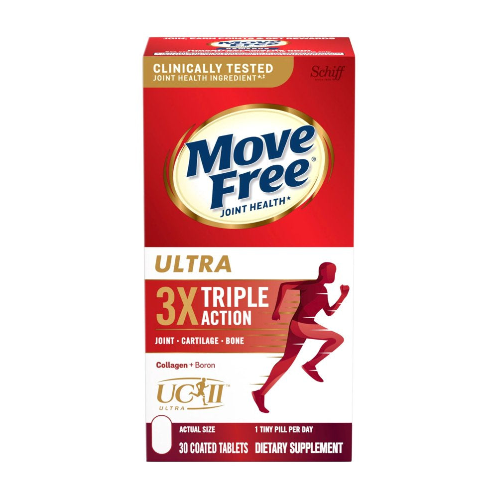 Move Free Ultra Triple Action, 30 Tablets - Joint Health Supplement with Type II Collagen, Boron and HA