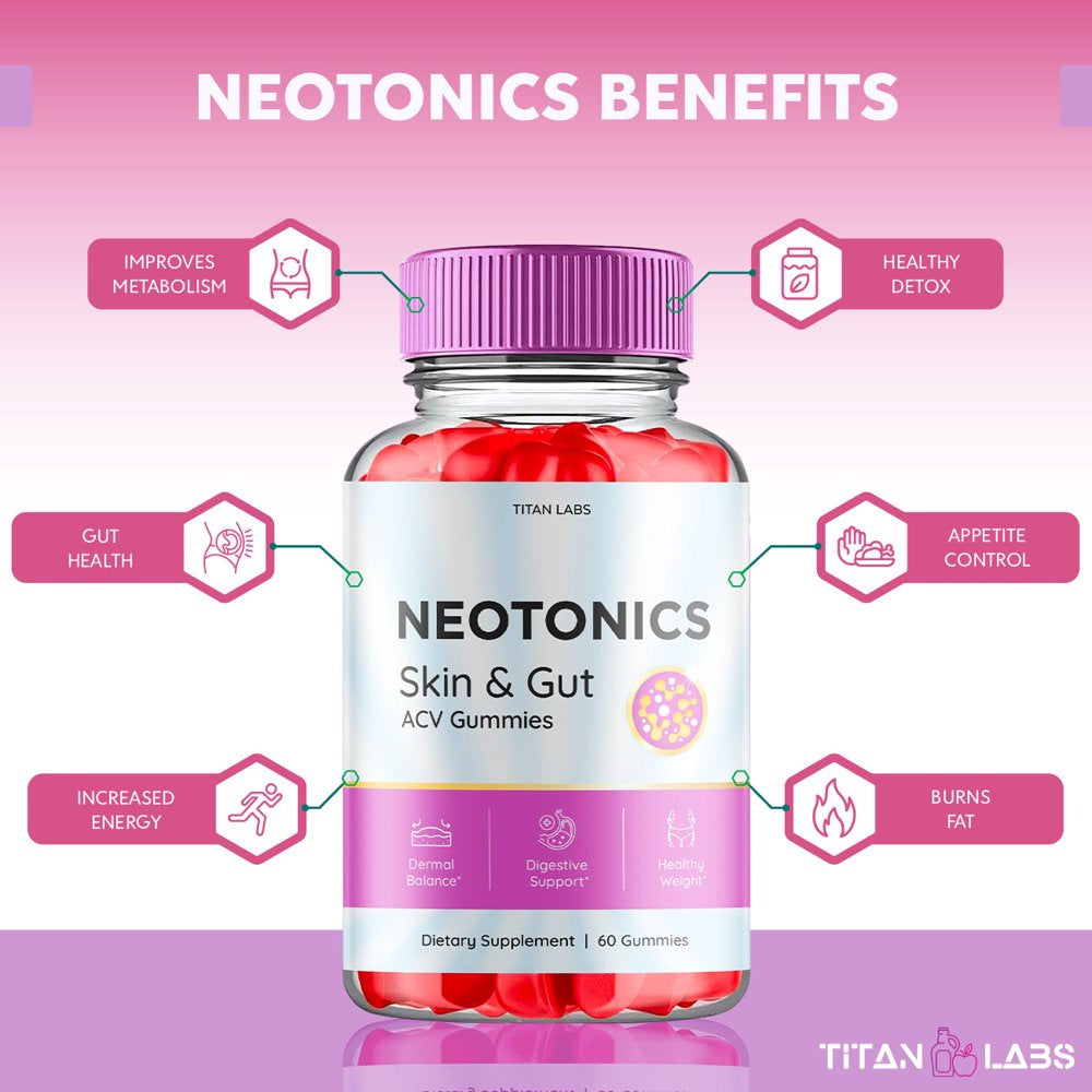 (5 Pack) Neotonics Skin and Gut ACV Gummies - Apple Cider Vinegar Supplement for Dermal Balance, Digestive Support, Healthy Weight - Dietary Supplements for Skin and Gut - 300 Gummies