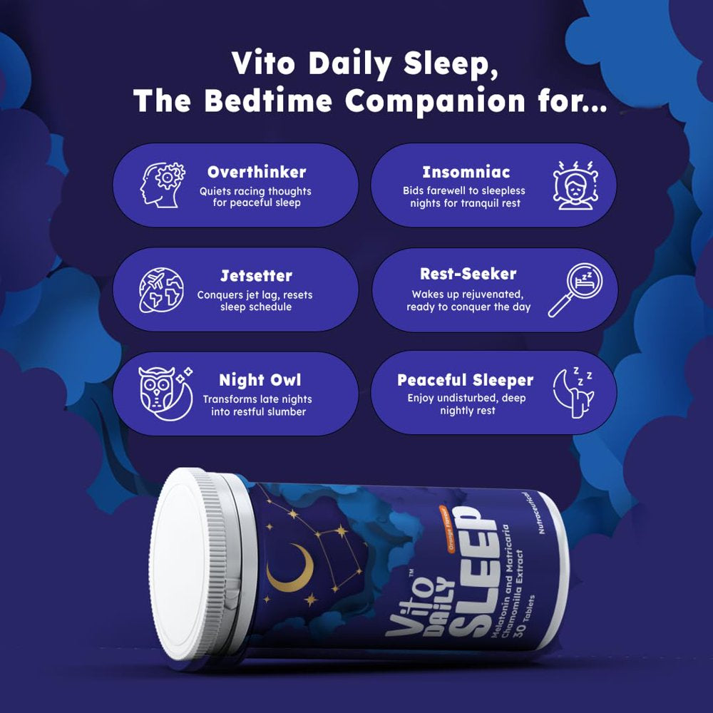 Melatonin 5Mg Sleeping Tablet Supplements for Deep Sleep & Personal Wellbeing - Balances Natural Sleep Cycle - 30 Tablets