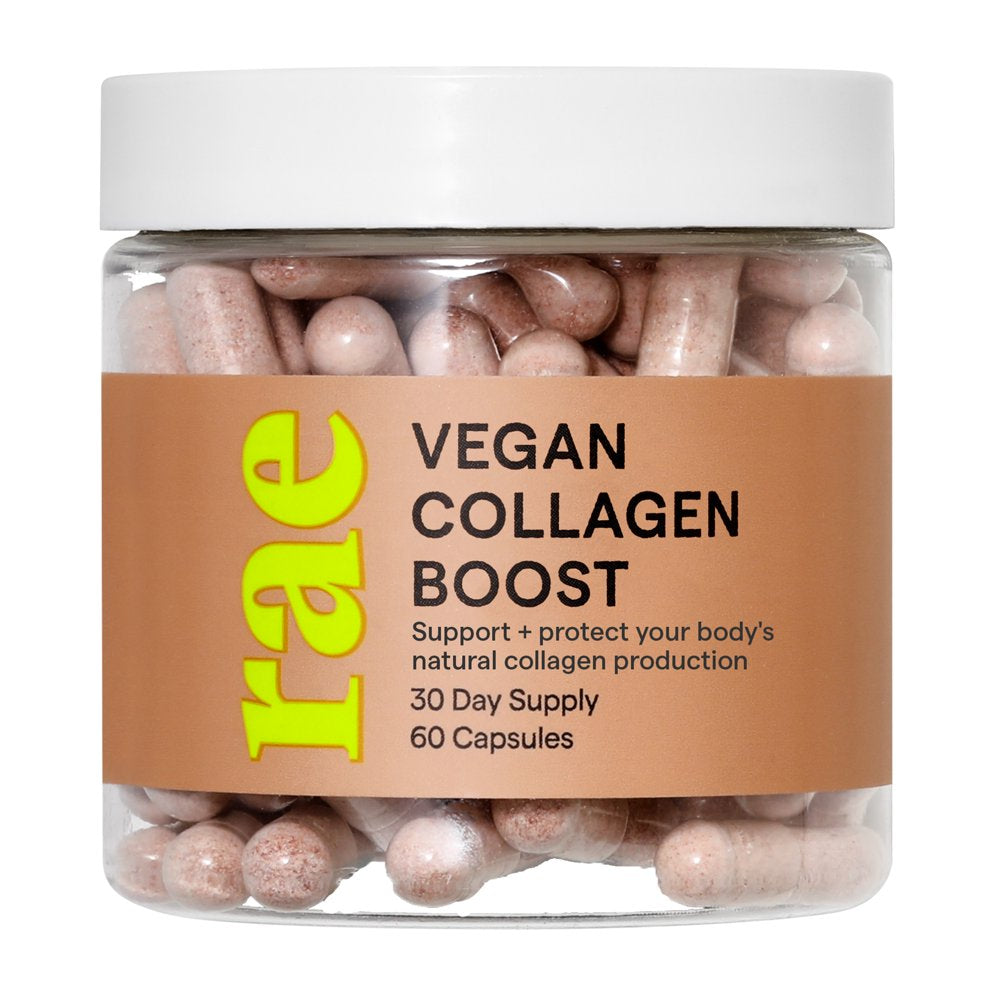 Rae Wellness Vegan Collagen Boost Supplement with Vitamin C, Support Hair, Skin & Nails, 60Ct