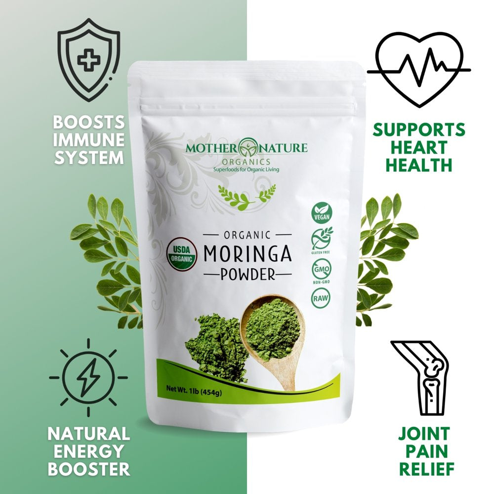 Moringa Powder (Moringa Leaf Powder) | Nature'S Miracle Superfood Supplement | 100% Organic Certified, Raw, Vegan, Gluten-Free & Non-Gmo | 1Lb