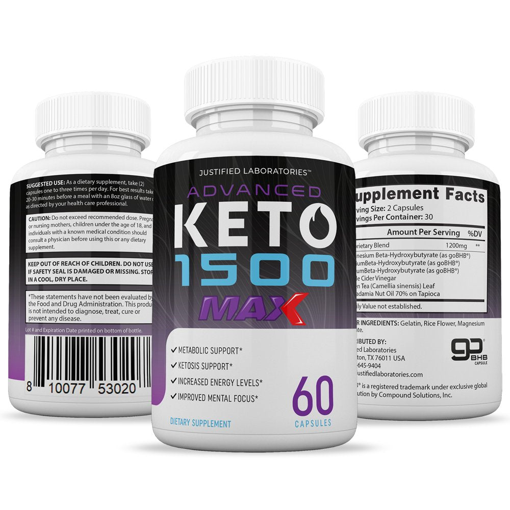 (3 Pack) Advanced Keto 1500 Max 1200MG Pills 180 Capsules