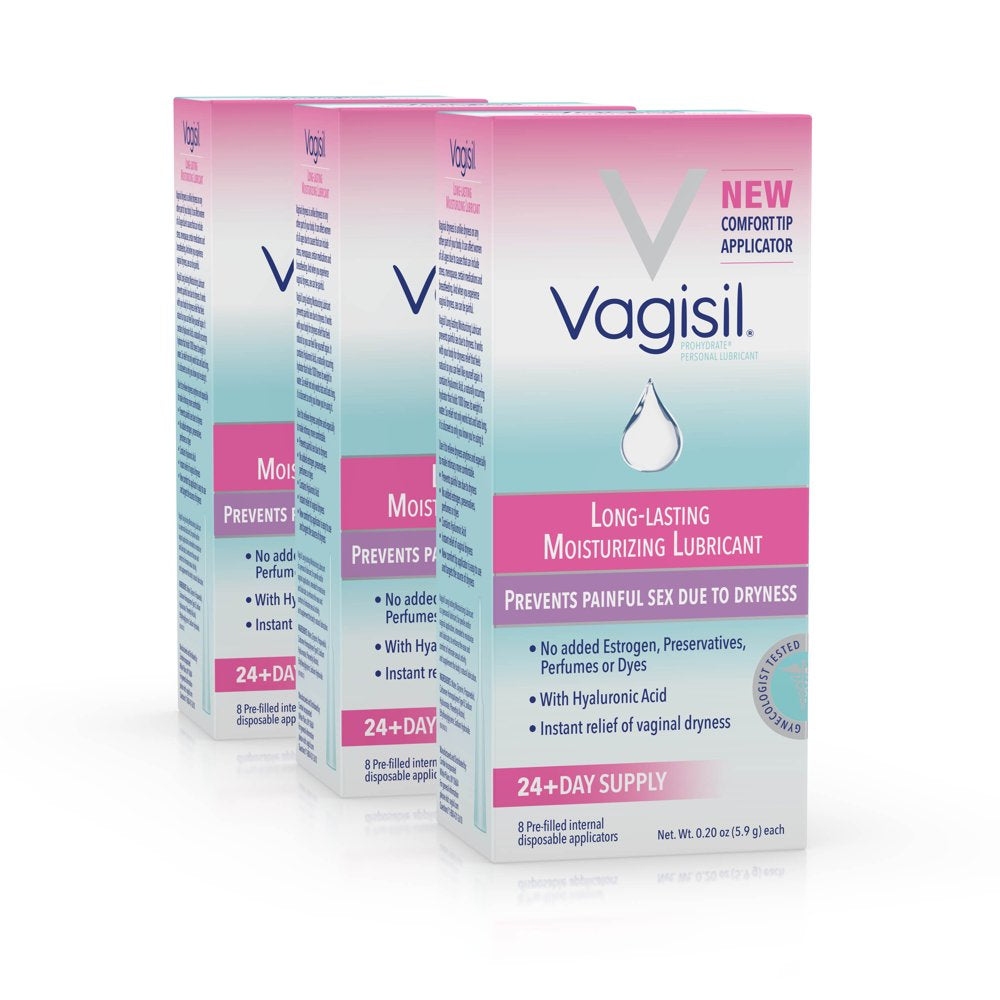 Vagisil Prohydrate Internal Vaginal Gel and Moisturizing Personal Lubricant, 8 Pre-Filled Internal Disposable Applicators, 3 Pack