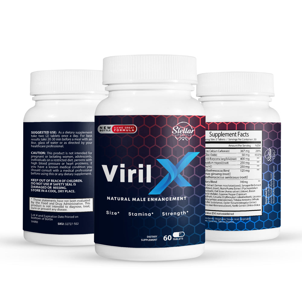 2 Pack Viril X, Performance Booster for Men, Increases Blood Flow & Stamina-60 Tablets X2