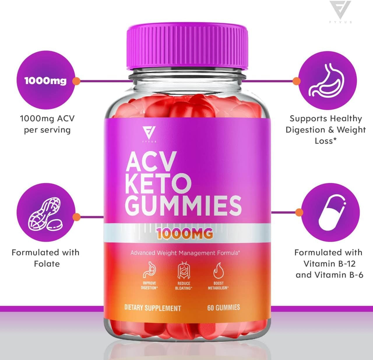 ACV Keto Gummies for Weight Loss Appetite Suppressant Belly Fat Burner Lose, Best Keto Apple Cider Vinegar Supplement Women Men, Keto ACV Diet Gummy Advanced Lose Weight Fast (60 Gummies)