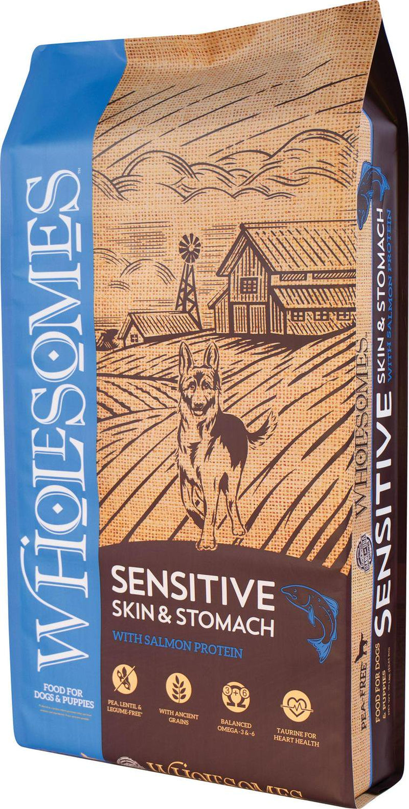 Wholesomes All Life Stages Sensitive Skin and Stomach Salmon Recipe Dry Dog Food 30Lb