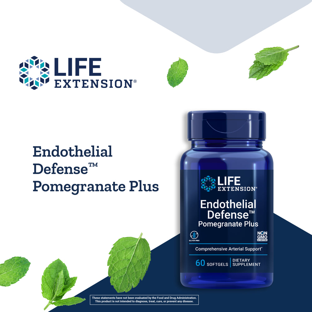 Life Extension Endothelial Defense™ Pomegranate plus - Heart Health Support Starts with Your Blood Vessels - Gluten-Free, Non-Gmo - 60 Softgels