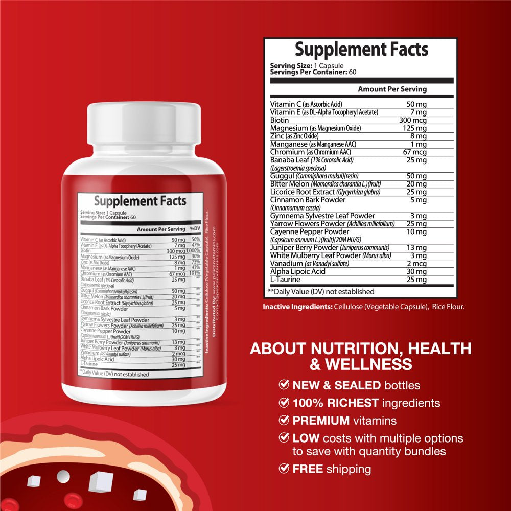 Mellitox- Blood Sugar/Energy/Cardiovascular Support- 2 Bottles- 120 Capsules- Dr. Pelican