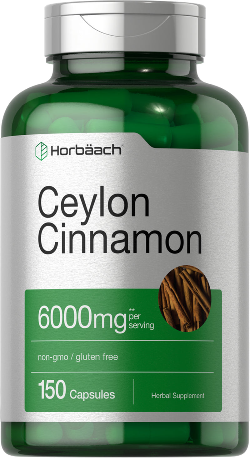 Ceylon Cinnamon Capsules | 6000 Mg | 150 Count | by Horbaach