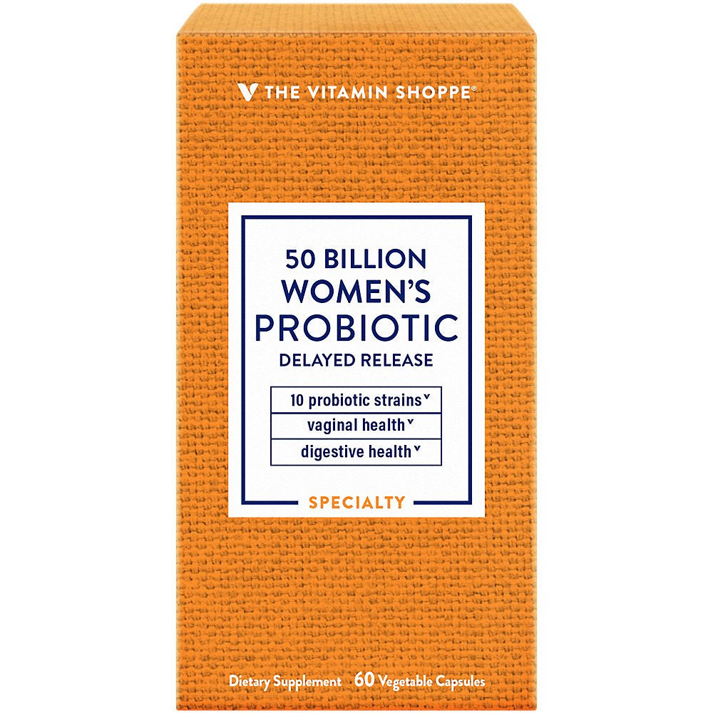 Women'S Probiotic Delayed Release 50 Billion - with 10 Probiotic Strains to Support Digestive, Immune & Vaginal Health or Yeast Imbalance - Shelf Stable (60 Veggie Caps) by the Vitamin Shoppe