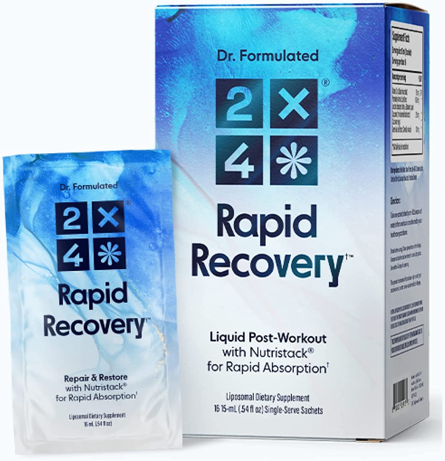 2X4 Rapid Recovery Post-Workout, 16 Single Serve Packets, 0.5 Fl Oz Each