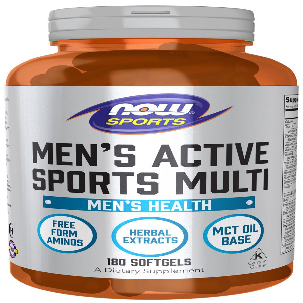 NOW Sports Nutrition, Men'S Extreme Sports Multi with Free-Form Amino Acids, ZMA®, Tribulus, MCT Oil, and Herbal Extracts, 180 Softgels