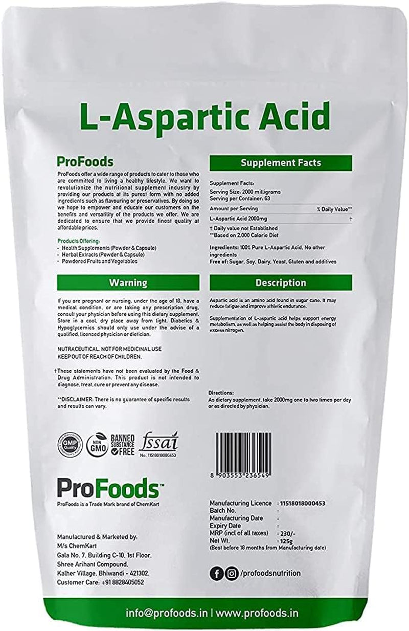 MIYUU Profoods L Aspartic Acid Powder (125 Grams)