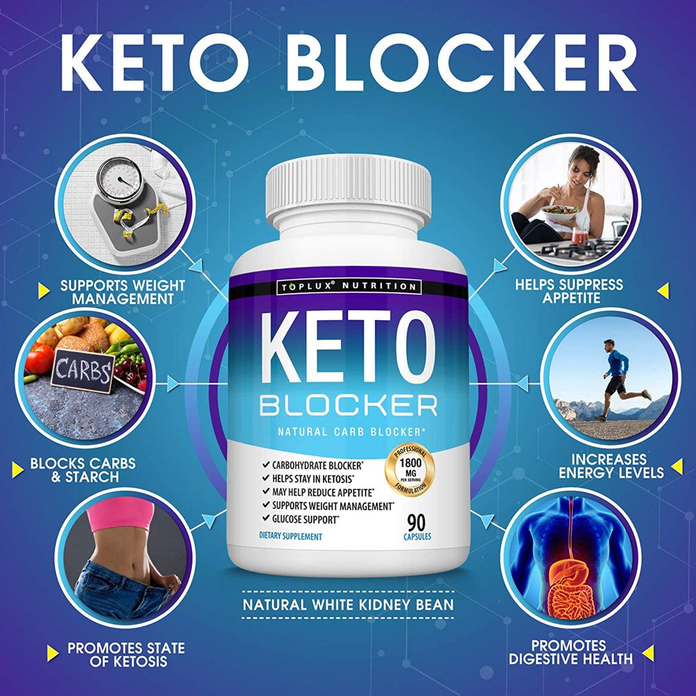 Toplux Keto Blocker Pills White Kidney Bean Extract 1800Mg Support Keto Diet 90 Capsules