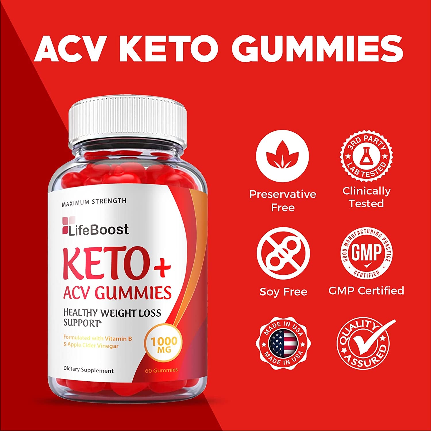 (3 Pack) Life Boost Keto Gummies - Official Formula, Vegan - Lifeboost Keto ACV Gummies, Lifeboost ACV Gummies Apple Cider Vinegar 1000Mg Formula, Weight Apple Loss Cider, Pomegranate (180 Gummies)