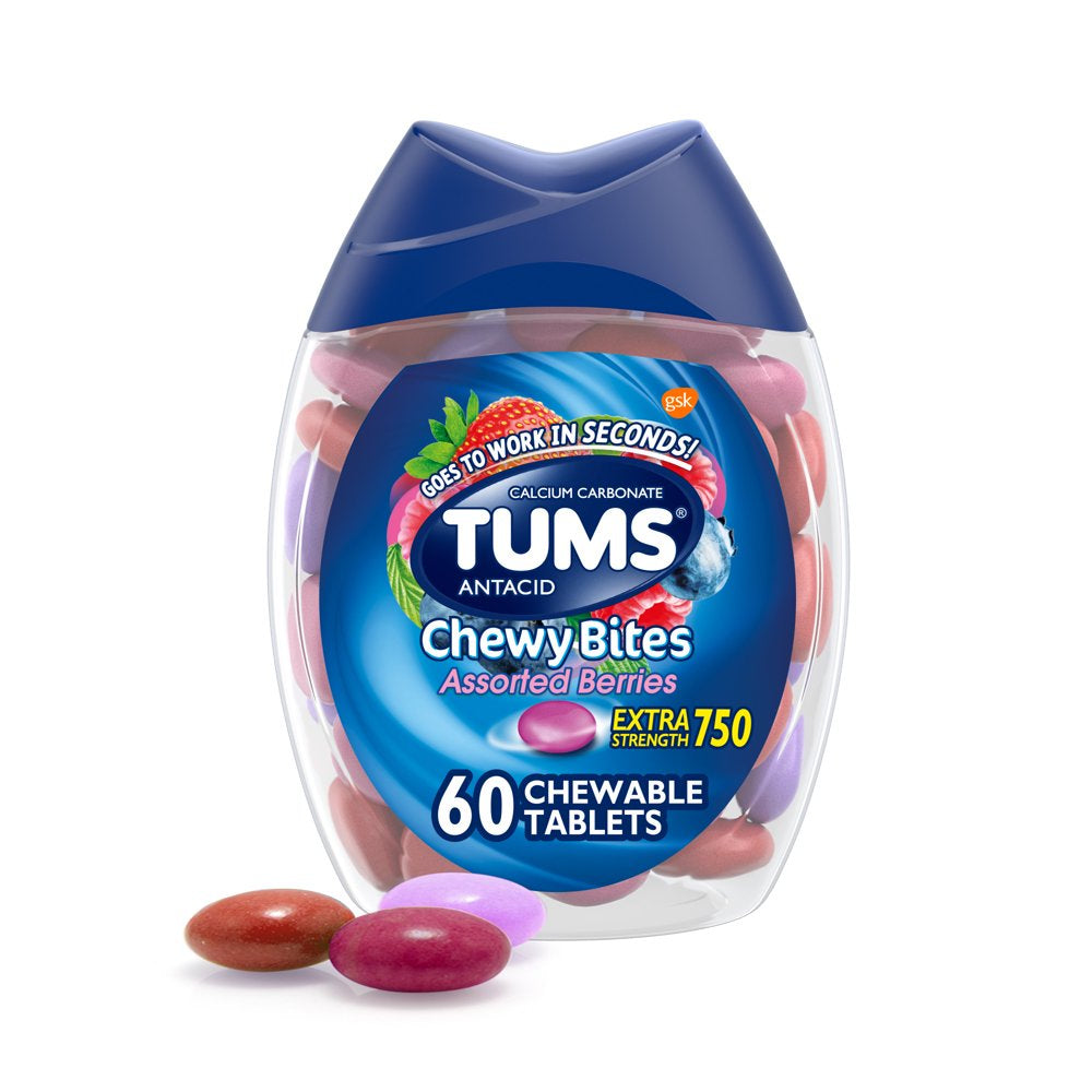 Tums Chewy Bites Extra Strength Berry Antacid Chews, 60 Ct