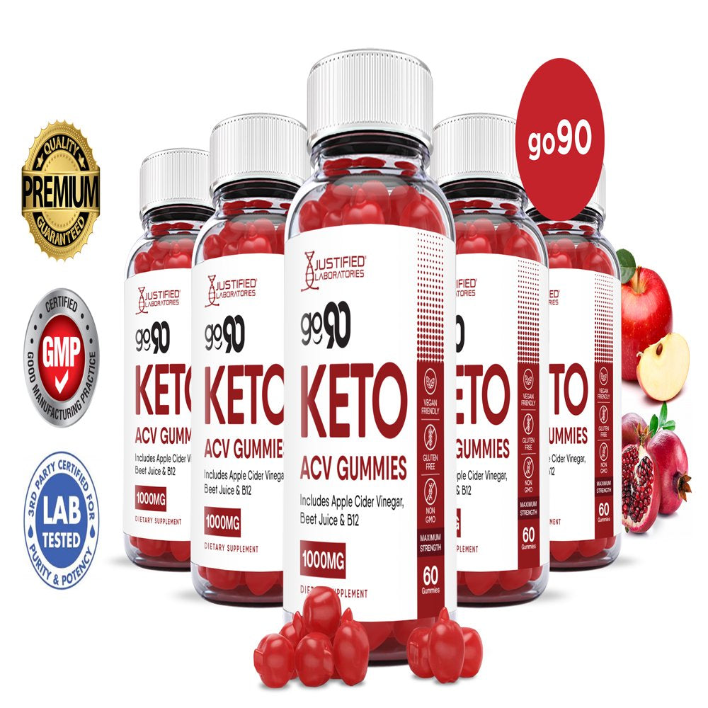 (5 Pack) Go 90 Keto ACV Gummies 1000MG Dietary Supplement 300 Gummys