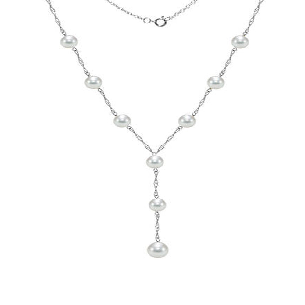 ADDURN 14Kt Gold 6-6.5Mm Akoya Pearl Stations Lariat Necklace, 18"