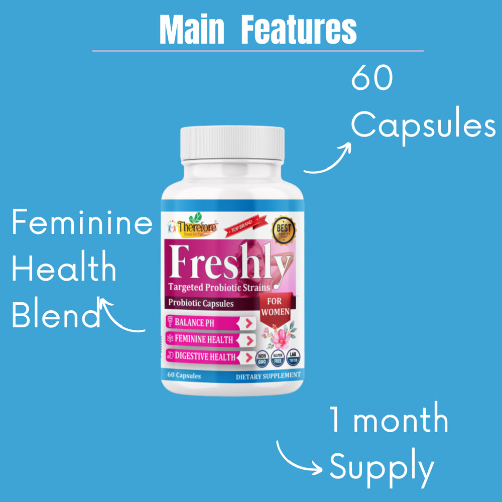 Freshly Probiotics for Women Ph Balance with Prebiotics & Lactobacillus Blend Womens Health Supplement 60 Caps by Therefore