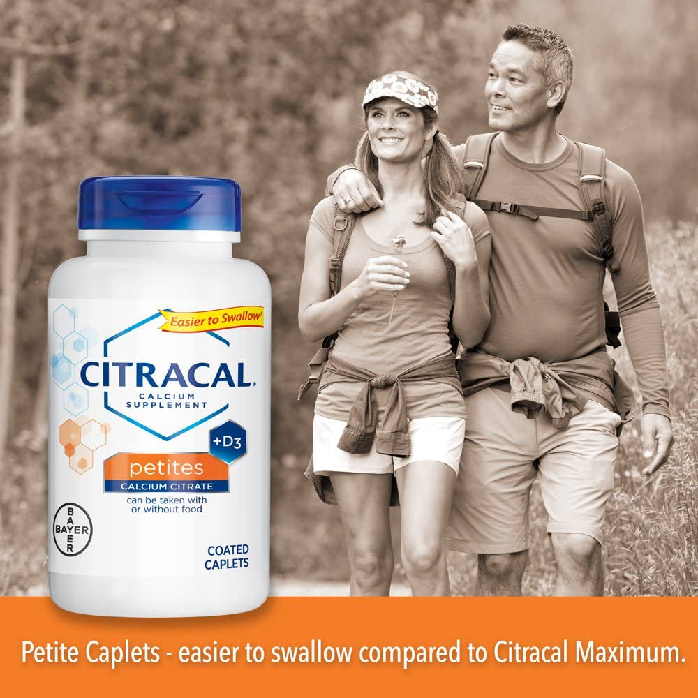 Citracal Petites, Highly Soluble, Easily Digested, 400 Mg Calcium Citrate with 500 IU Vitamin D3, Bone Health Supplement for Adults, Relatively Small Easy-To-Swallow Caplets, 375 Count