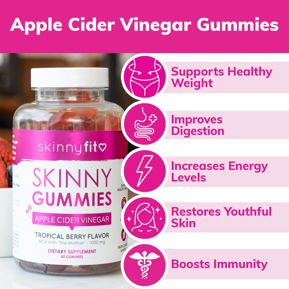 Skinnyfit Skinny Gummies - Apple Cider Vinegar Gummies Dietary Supplement, 60 Count