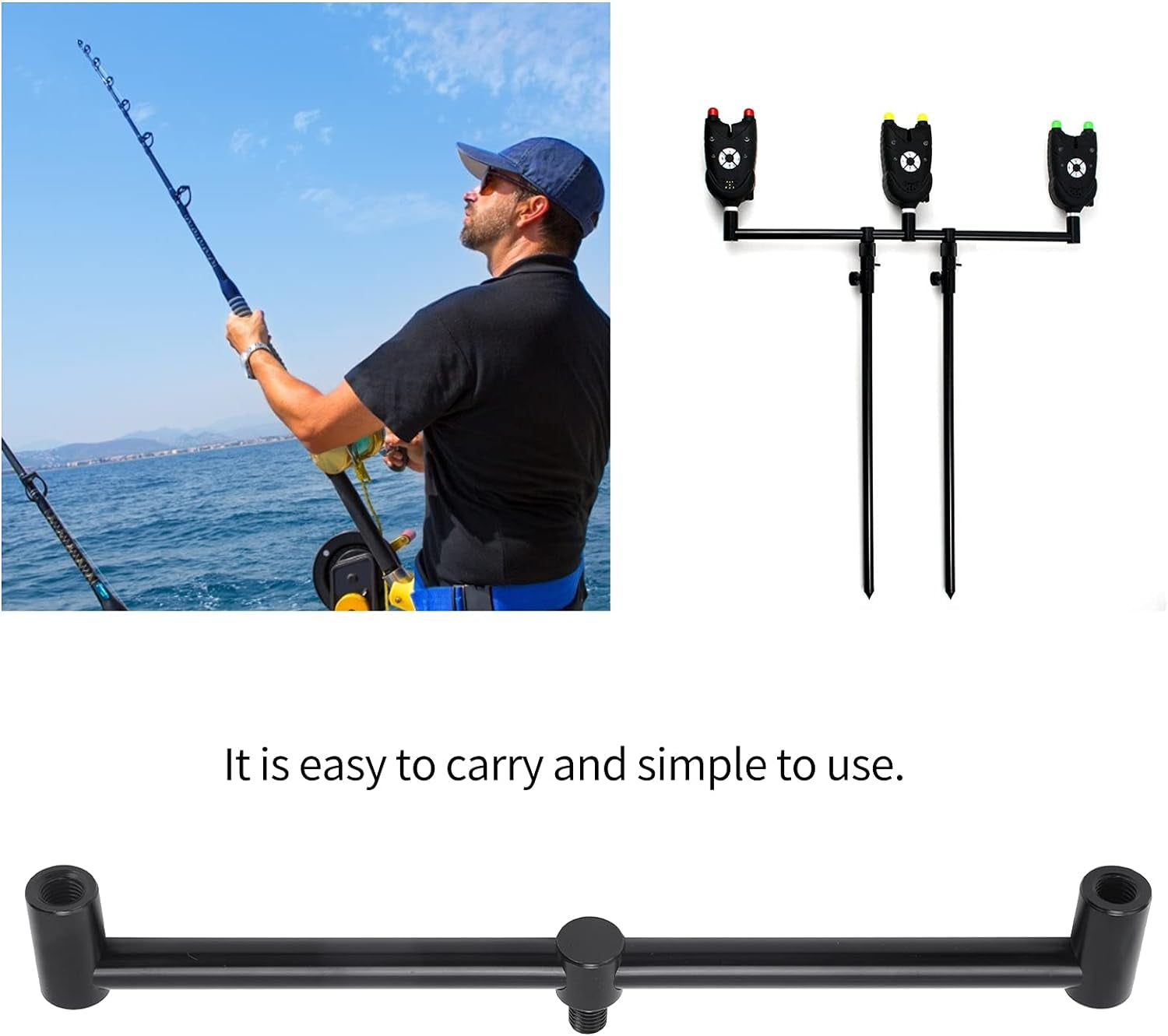 Alloy Buzz Bar, Fishing Rod Buzz Bar 2 Heads Fishing Rod Alarm Fishing Accessories for Fishing Accessories