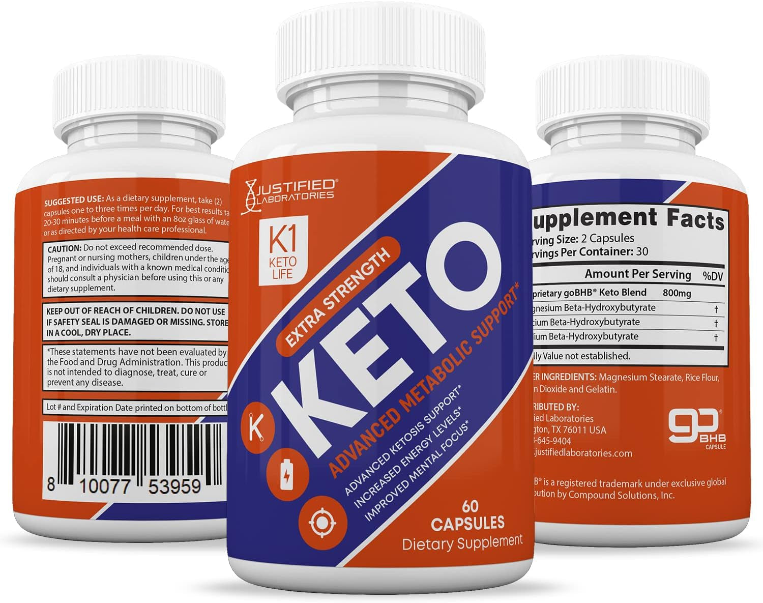 (2 Pack) K1 Keto Life Pills 800MG Includes Patented Gobhb® Exogenous Ketones Advanced Ketosis Support for Men Women 120 Capsules