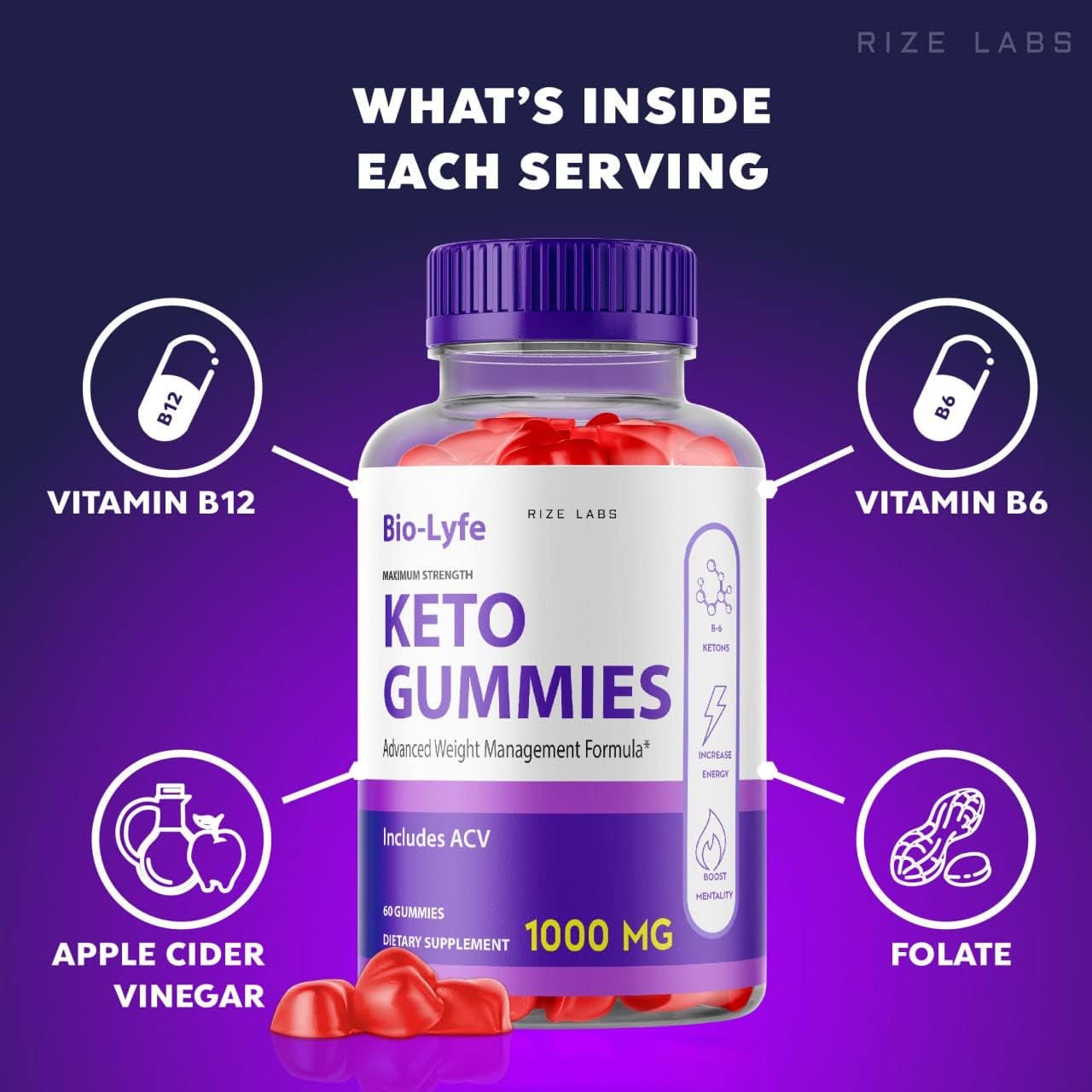 (5 Pack) Biolyfe Keto ACV Gummies Advanced Formula Biolyfe Apple Cider Vinegar Maximum Strength (300 Gummies)