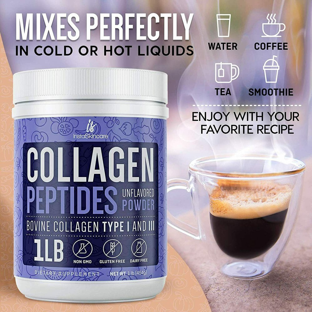 Collagen Powder Premium Peptides Hydrolyzed Anti-Aging Unflavored 1LB 2 Pack