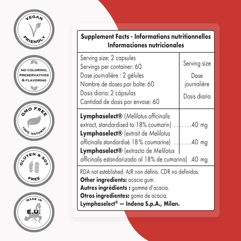 Supersmart - Lymphatonic 40 Mg per Day - Lymphatic Drainage Supplement - Swelling Relief & Veinotonic Pills | Non-Gmo & Gluten Free - 120 Vegetarian Capsules