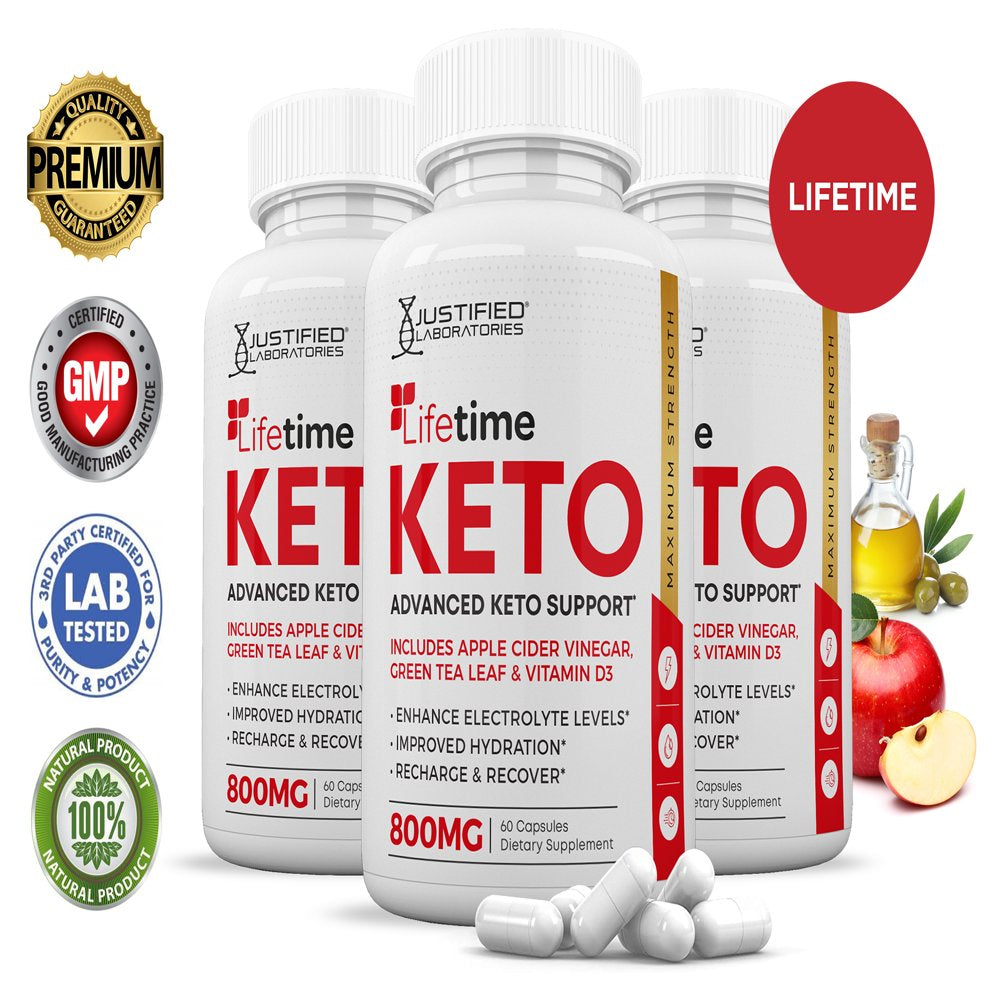 (3 Pack) Lifetime ACV Pills 1275 MG Stronger than Gummies Advanced Keto Support 180 Capsules