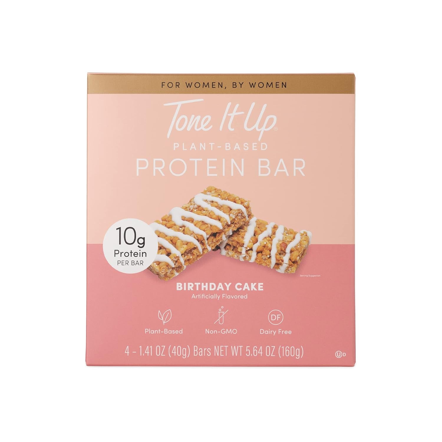 Tone It up Protein Bars - Plant Based Pea Protein, Healthy Snack Bar, Non-Gmo, Gluten-Free, Dairy Free Nutrition I 10G of Protein (4 Count) – Birthday Cake Flavor