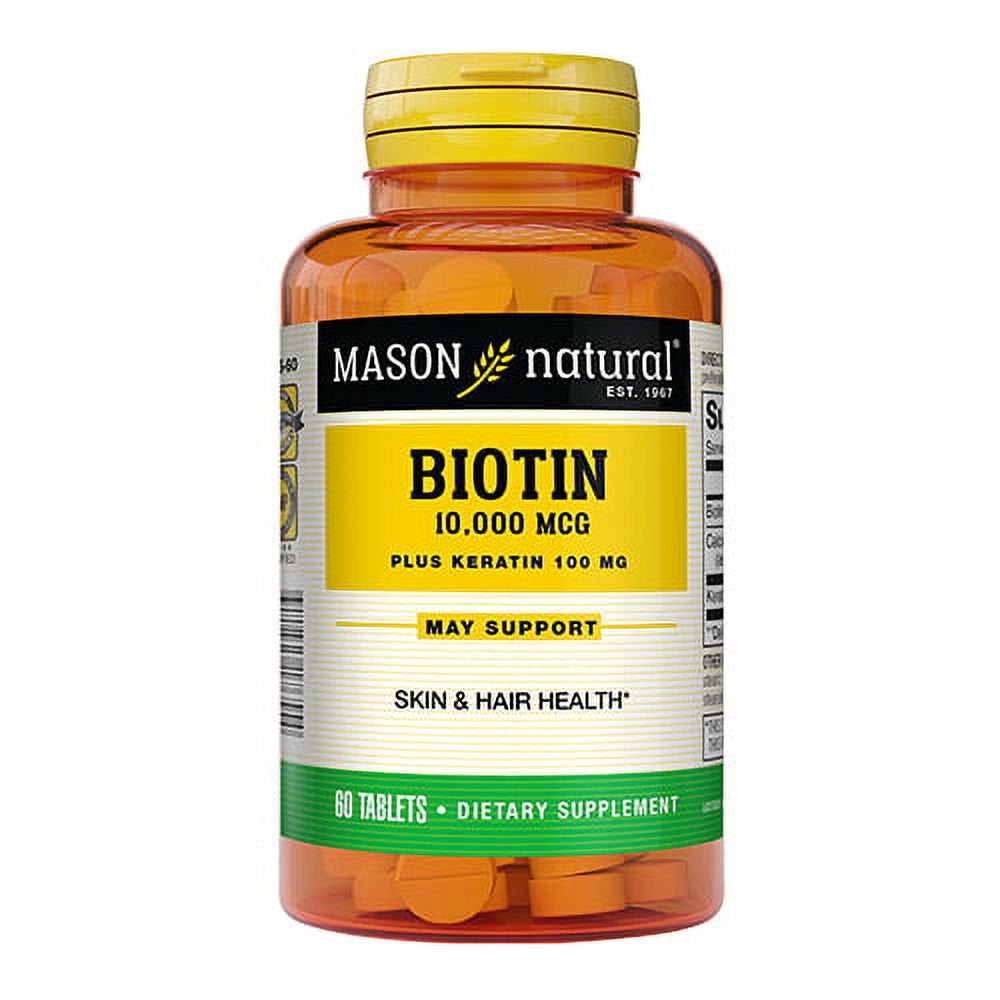 Mason Natural Biotin plus Keratin 10,000 Mcg Tablets, 60 Ea, 6 Pack