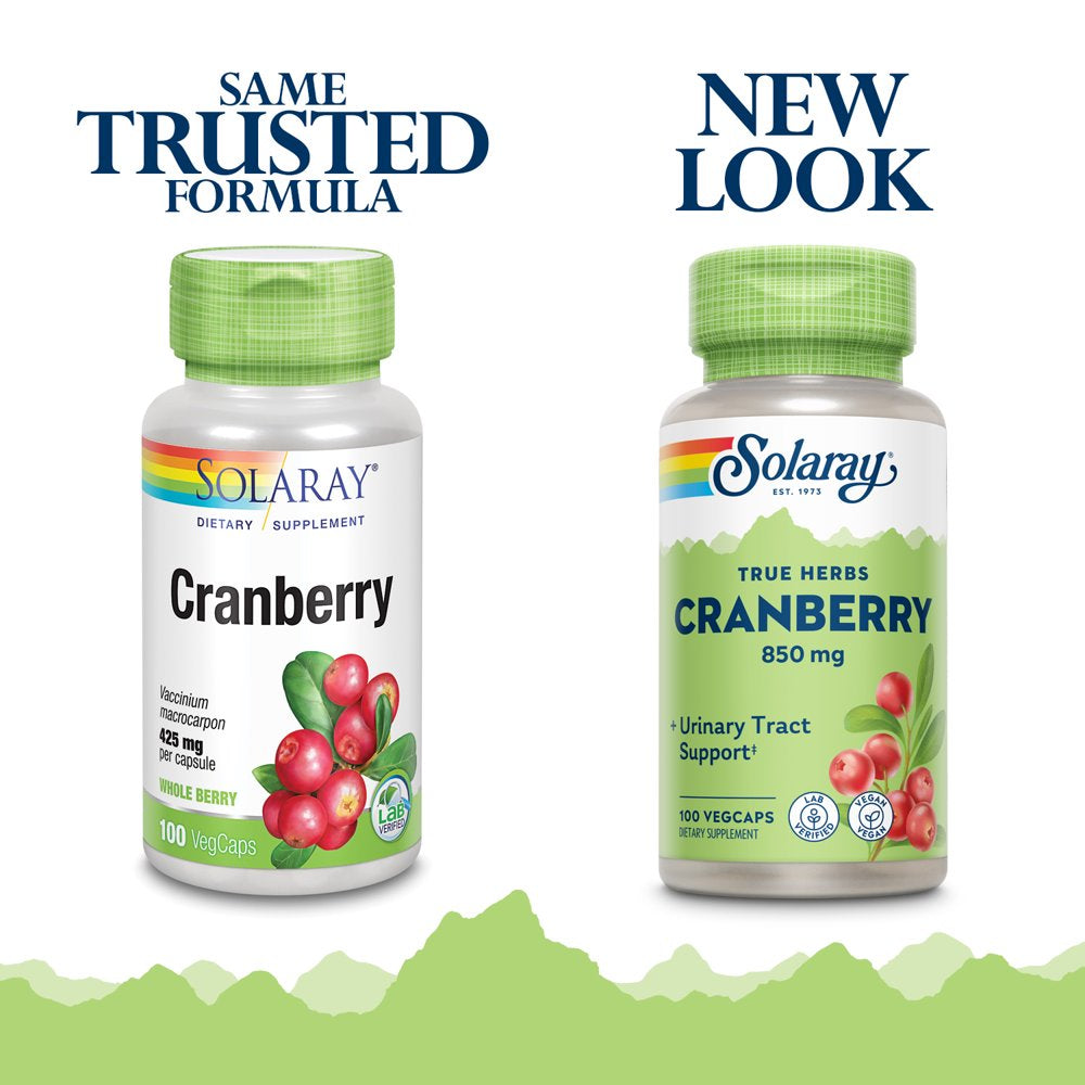 Solaray Cranberry Berry 850 Mg | Healthy Urinary Tract and Cardiovascular Function Support | 50 Servings | 100 Vegcaps