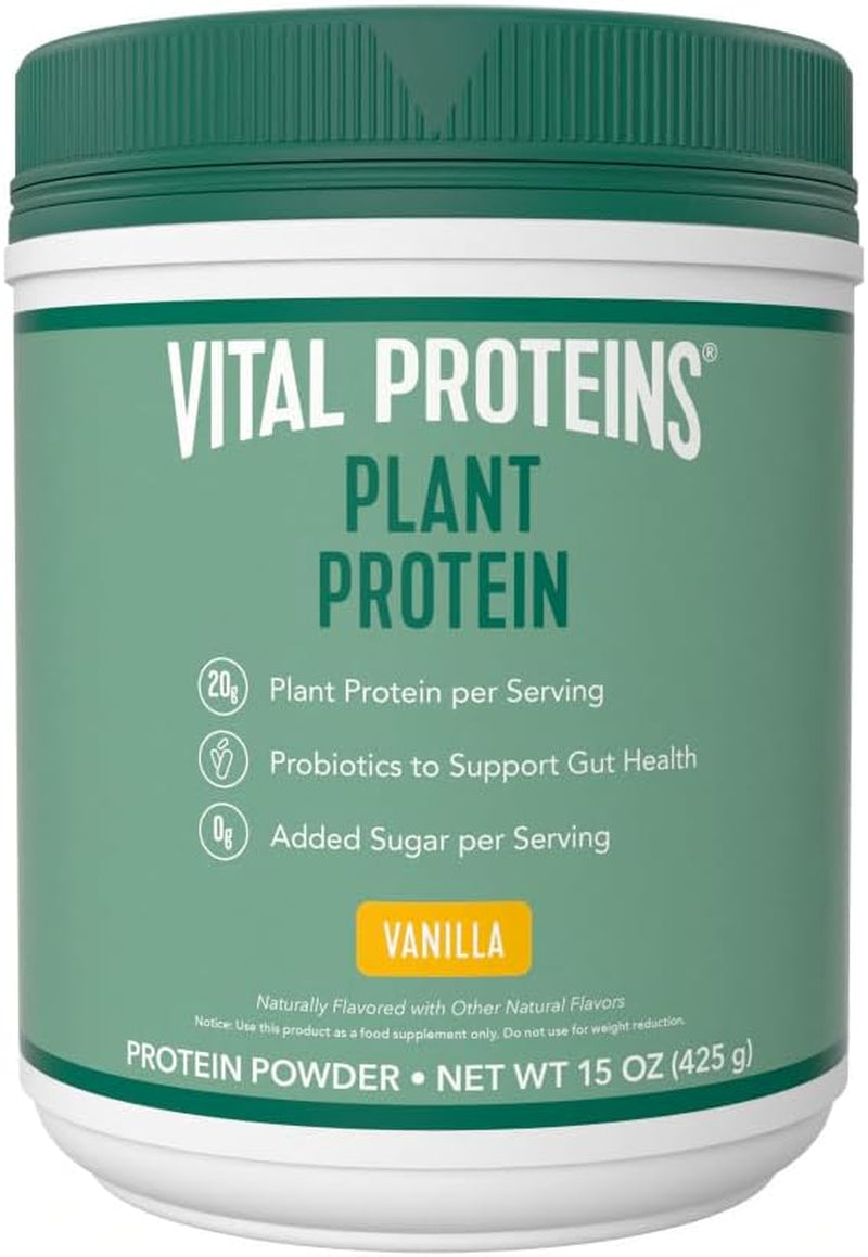 Vital Proteins Vegan Protein Powder – 20G Plant Based Protein with Chickpea – 1B CFU Probiotic for Gut Health, No Added Sugar – Vanilla, 15 Oz