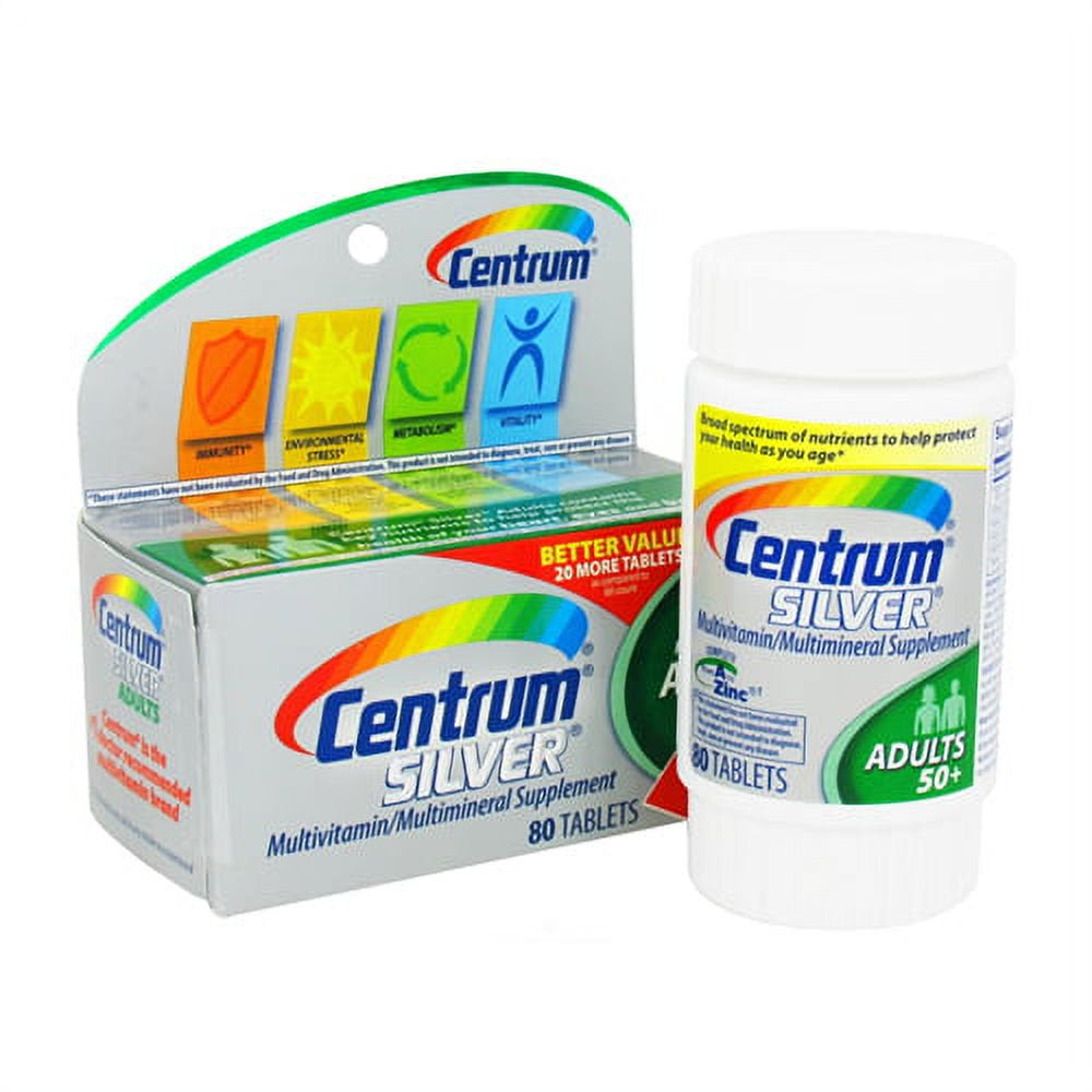 Centrum Silver Multivitamin and Multimineral Tablets for Adults 50+ - 80 Ea, 2 Pack