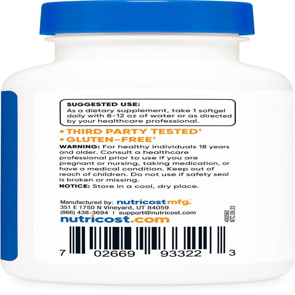 Nutricost Vitamin D3 10,000 IU Supplement, 240 Soft Gel Caps