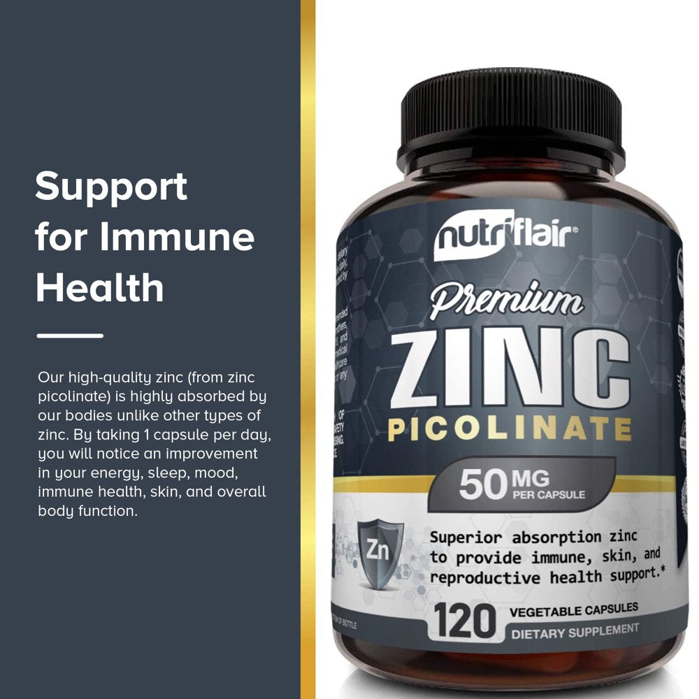 Nutriflair Zinc Supplement for Immune Defense Natural Immunity Booster 120 Capsules