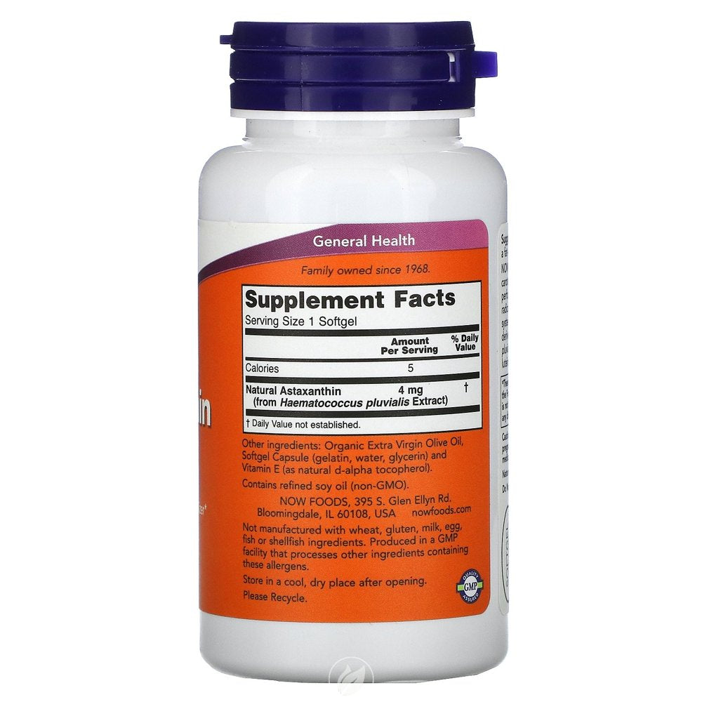 NOW Supplements Astaxanthin 4 Mg 90 Sgels