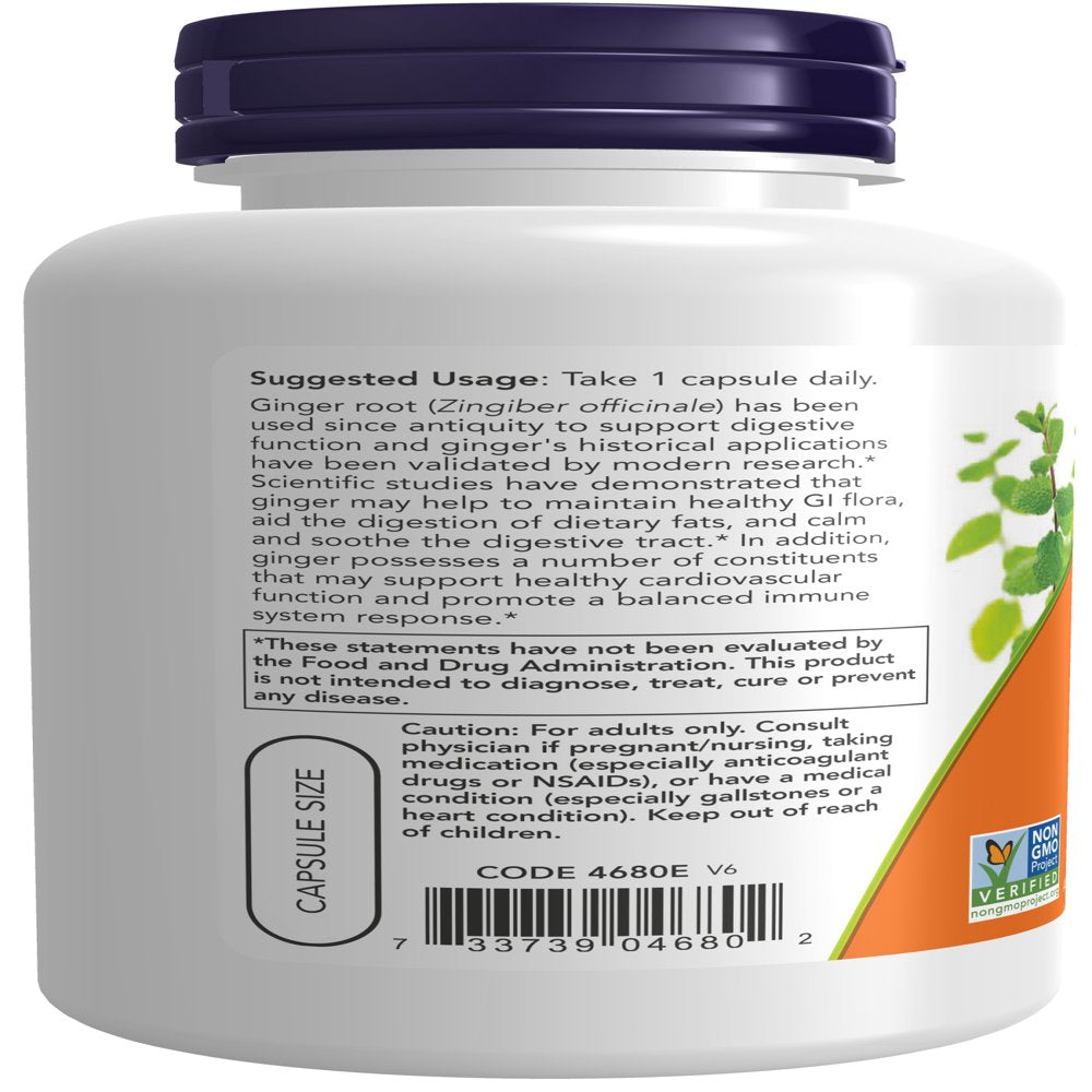 NOW Supplements, Ginger Root (Zingiber Officinale) 550 Mg, Digestive Support*, 100 Veg Capsules