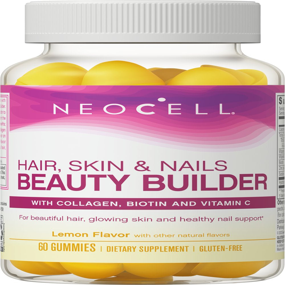 Neocell Hair, Skin & Nails Beauty Builder, 3-In-1 Support Gummies; with Collagen, Biotin and Vitamin C; Gluten-Free; Lemon; 60 Gummies; 30 Servings