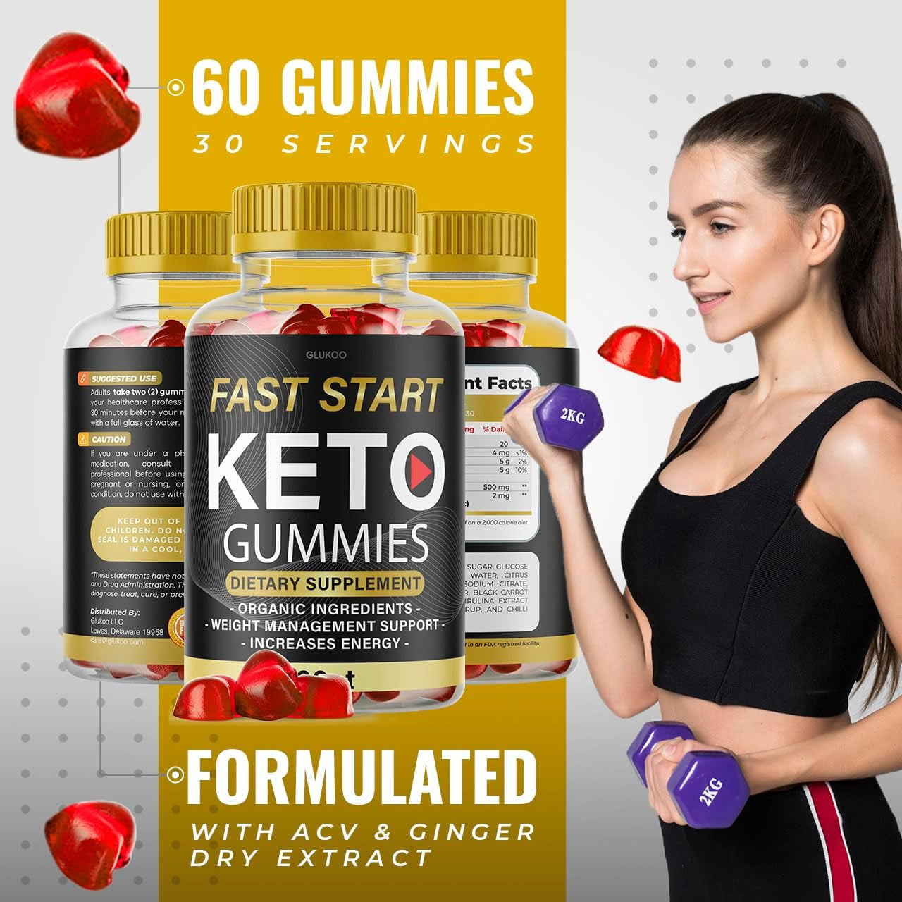 (3 Pack) Fast Start Keto ACV Gummies - Fast Start Keto Gummies for Weight Loss, Fast Start Keto ACV Apple Cider Vinegar Gummies Weight Loss, Ketofast, Faststart Keto, Fastketo for 180 Gummys 3 Months