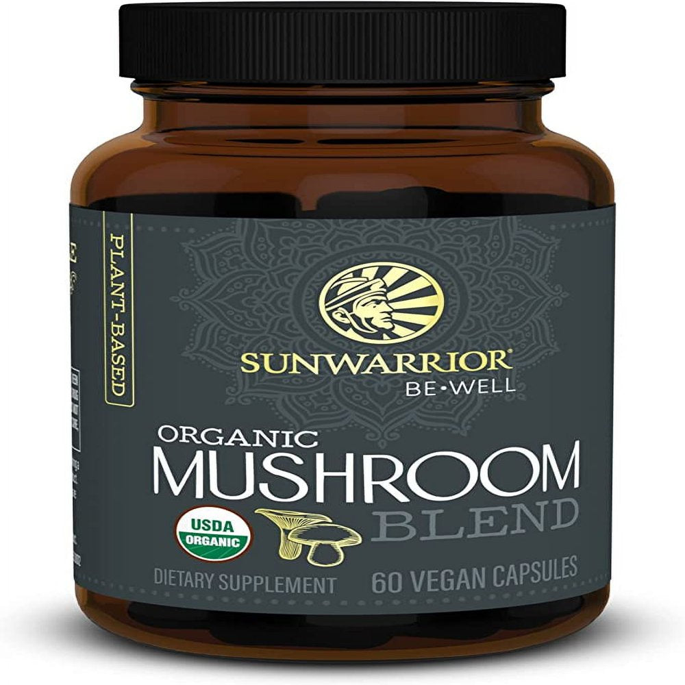 Sunwarrior Organic Mushroom Nootropics Brain Support Supplement | Be Well Mushroom Complex Capsules, 60 Ct