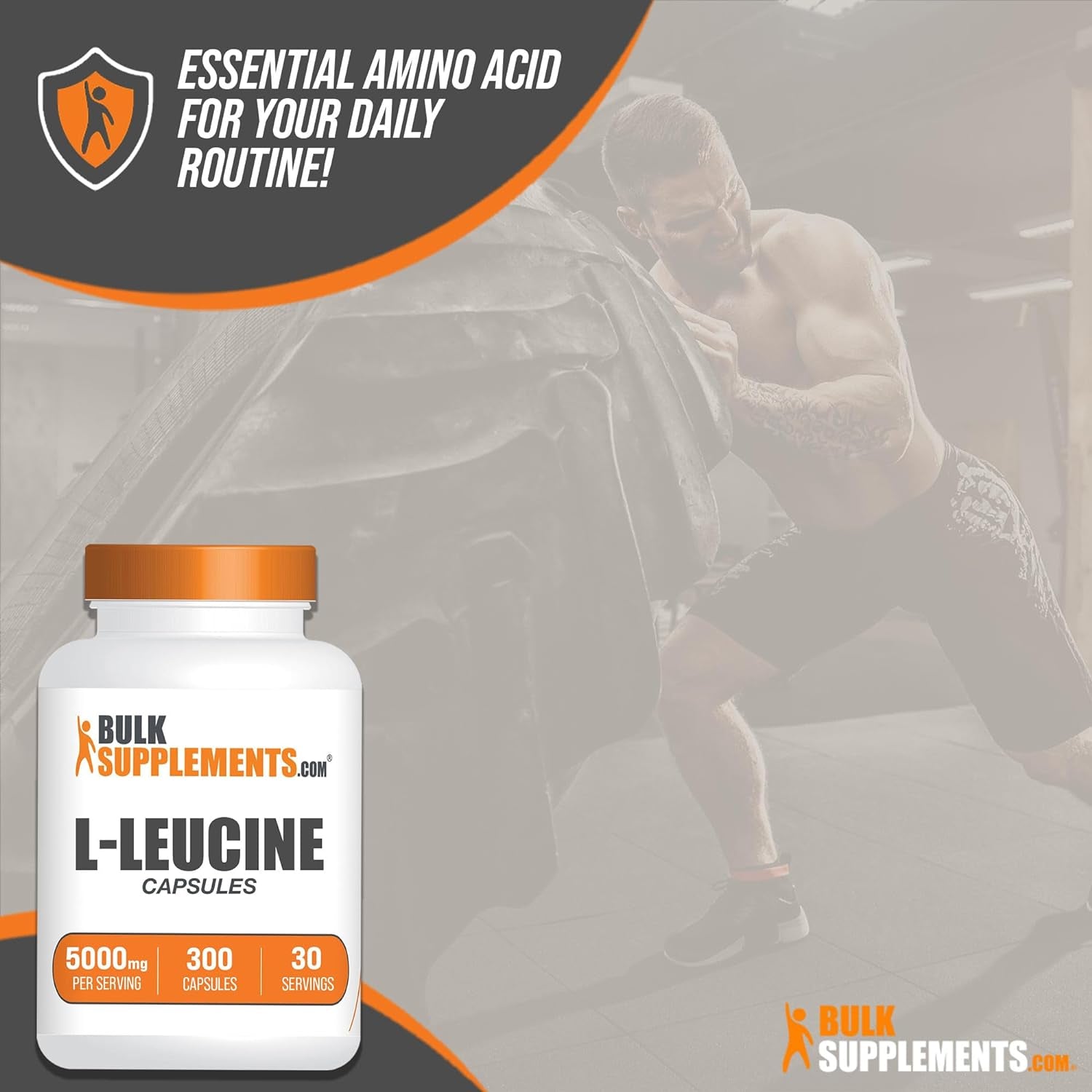 BULKSUPPLEMENTS.COM L-Leucine Capsules - Leucine Supplements, Leucine Amino Acid, BCAA Supplements, Leucine 5000Mg - Gluten Free, 10 Capsules per Serving - 30-Day Supply, 300 Capsules