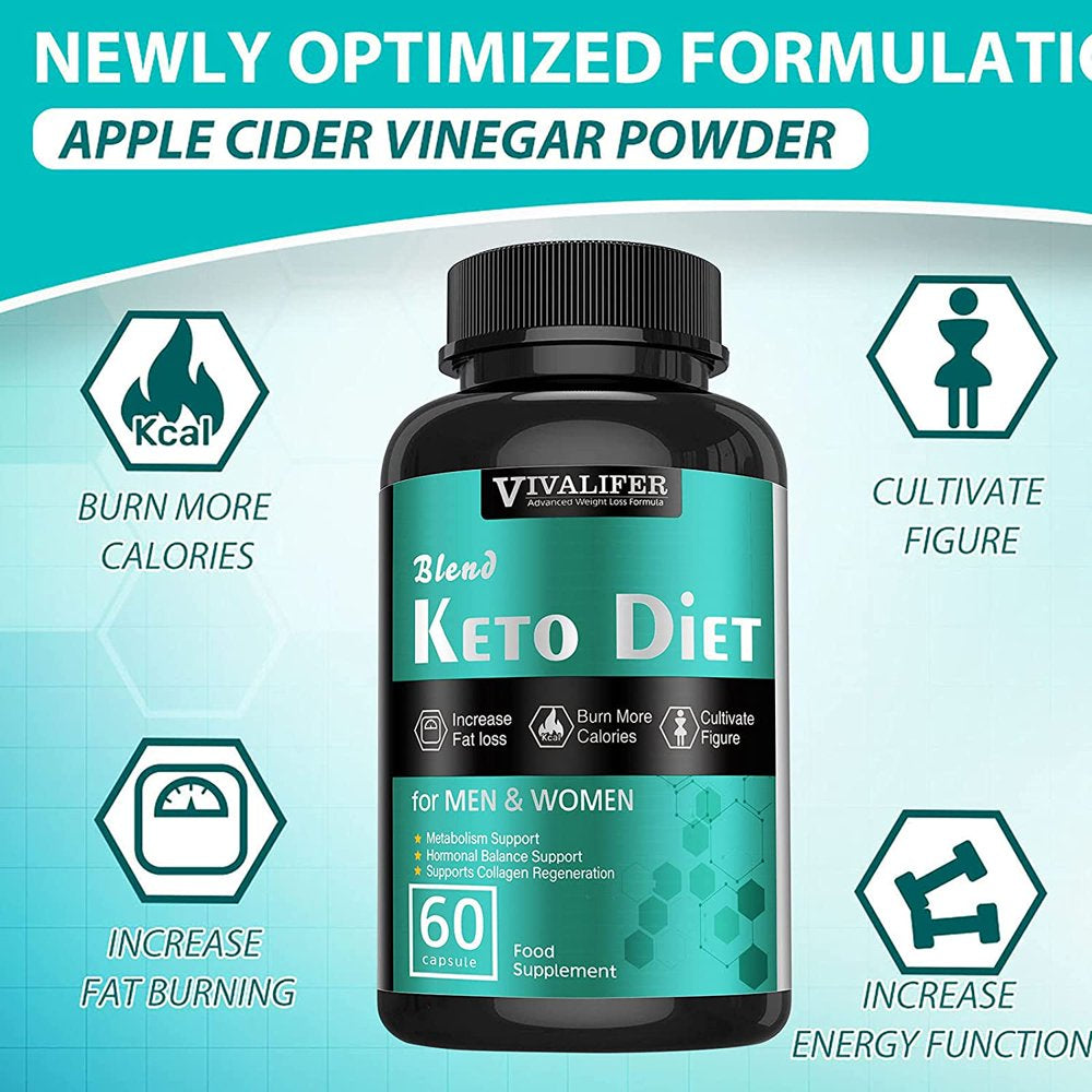 VIVALIFER Keto Pills, 1 Pack Appetite Suppressant for Weight Loss, 120 Pcs