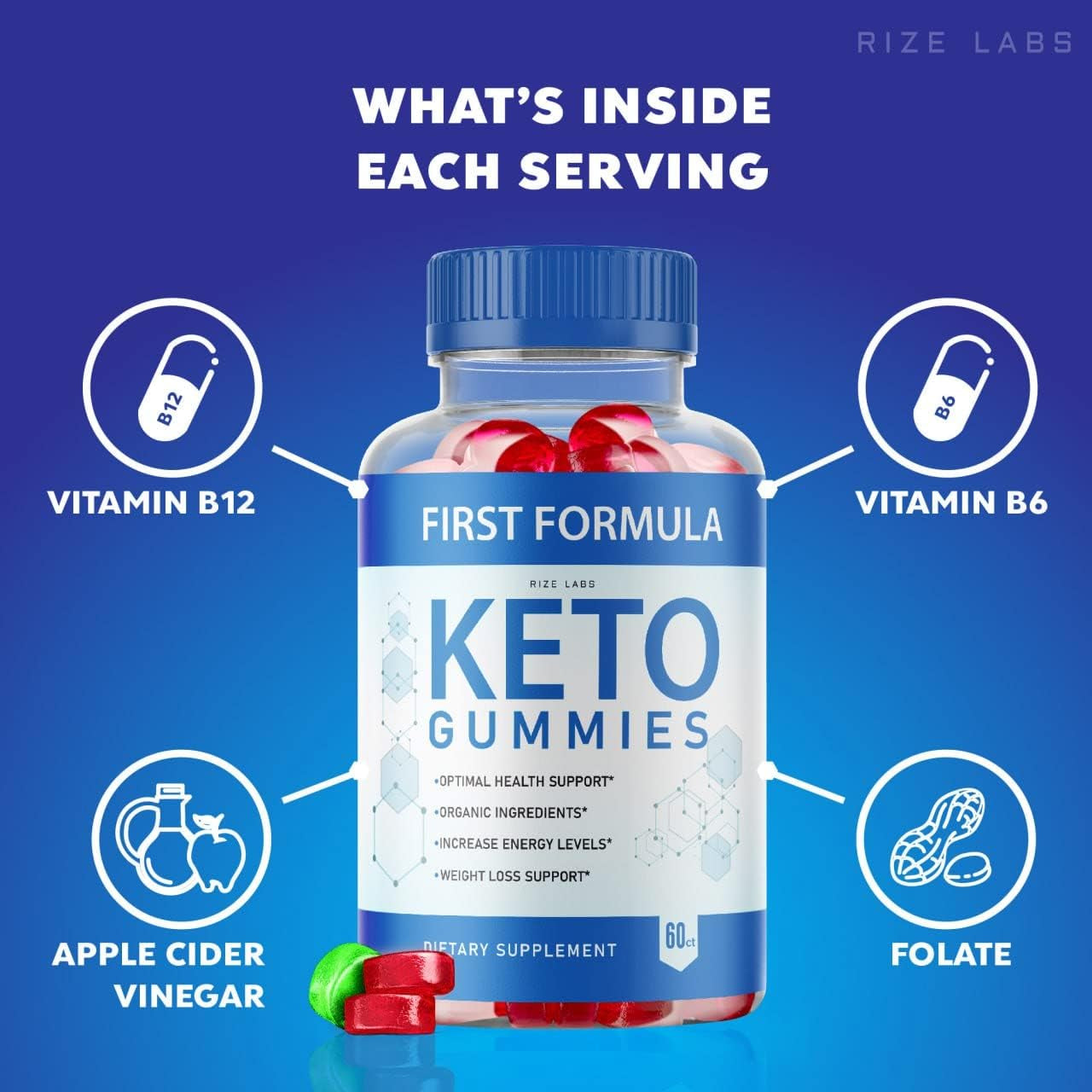 (3 Pack) First Formula Keto ACV Gummies Apple Cider Vinegar Advanced Formula Gummies (180 Gummies)