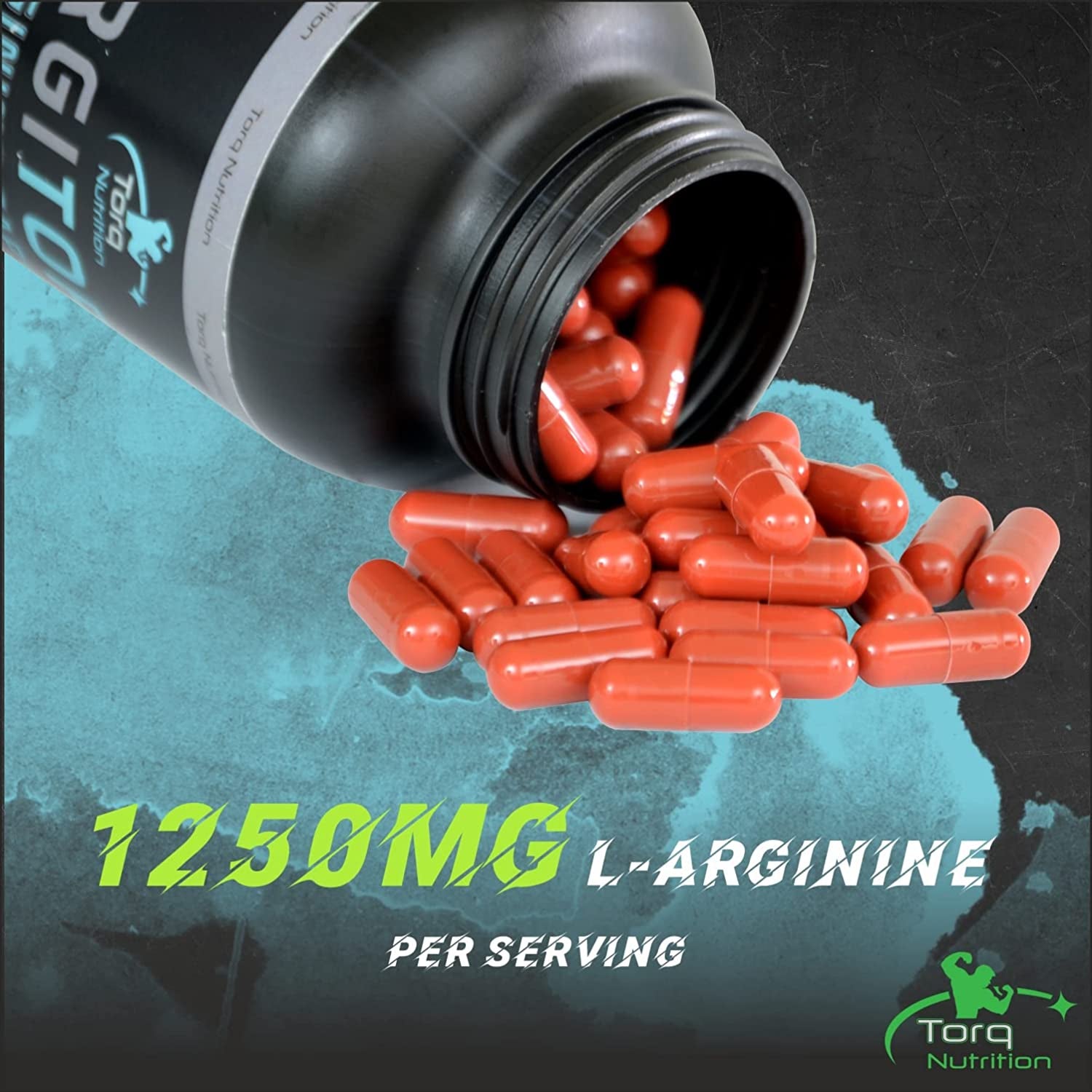 Torq Nutrition ARGITORQ L Arginine Supplement 1250Mg (120 Capsules) Amino Acid Nutritional Supplements, Muscle Performance Strength & Endurance, Nitric Oxide Booster for Increasing Protein Synthesis