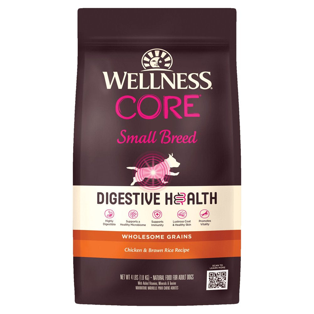 Wellness CORE Digestive Health Small Breed Chicken & Brown Rice Dry Dog Food, 4 Pound Bag